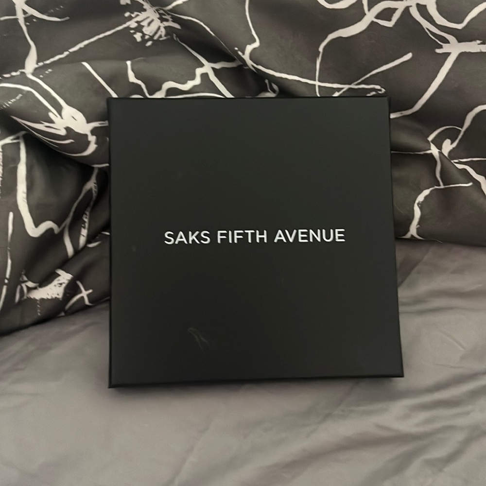 Saks 5th Ave gift box with velvet bag . Big enough for necklace or bracelet